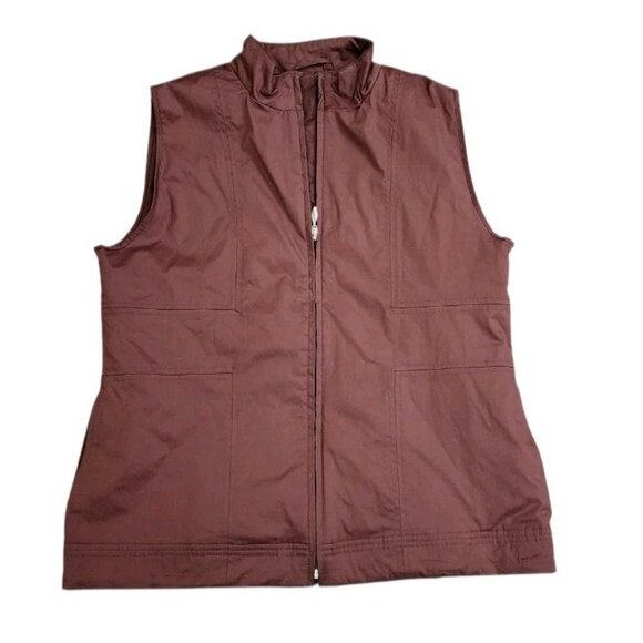 Nike Golf Vest Womens Large Brown Clima fit Windbreaker Zip Pockets Outdoors - Picture 1 of 10